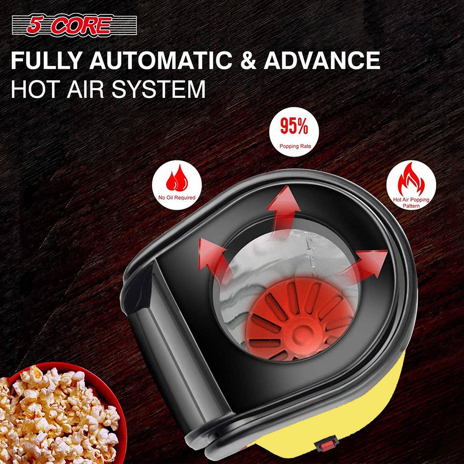 K Cube Inc - Wholesale Popcorn - 5Core Popcorn Machine Mini Portable Electric Hot Air Popper3