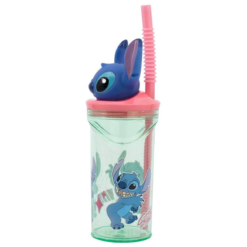 Stor - Wholesale Drinking Glass/Cup - Kids & Baby - Stor 3D Figurine Cup 360 ml Stitch Flowers2