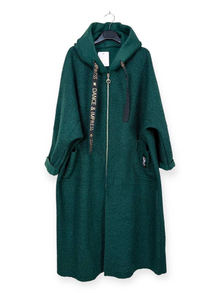 Lucky Nana - Wholesale Coat - Women's - AH 22158 - Long Coat in Bouclé Fabric14