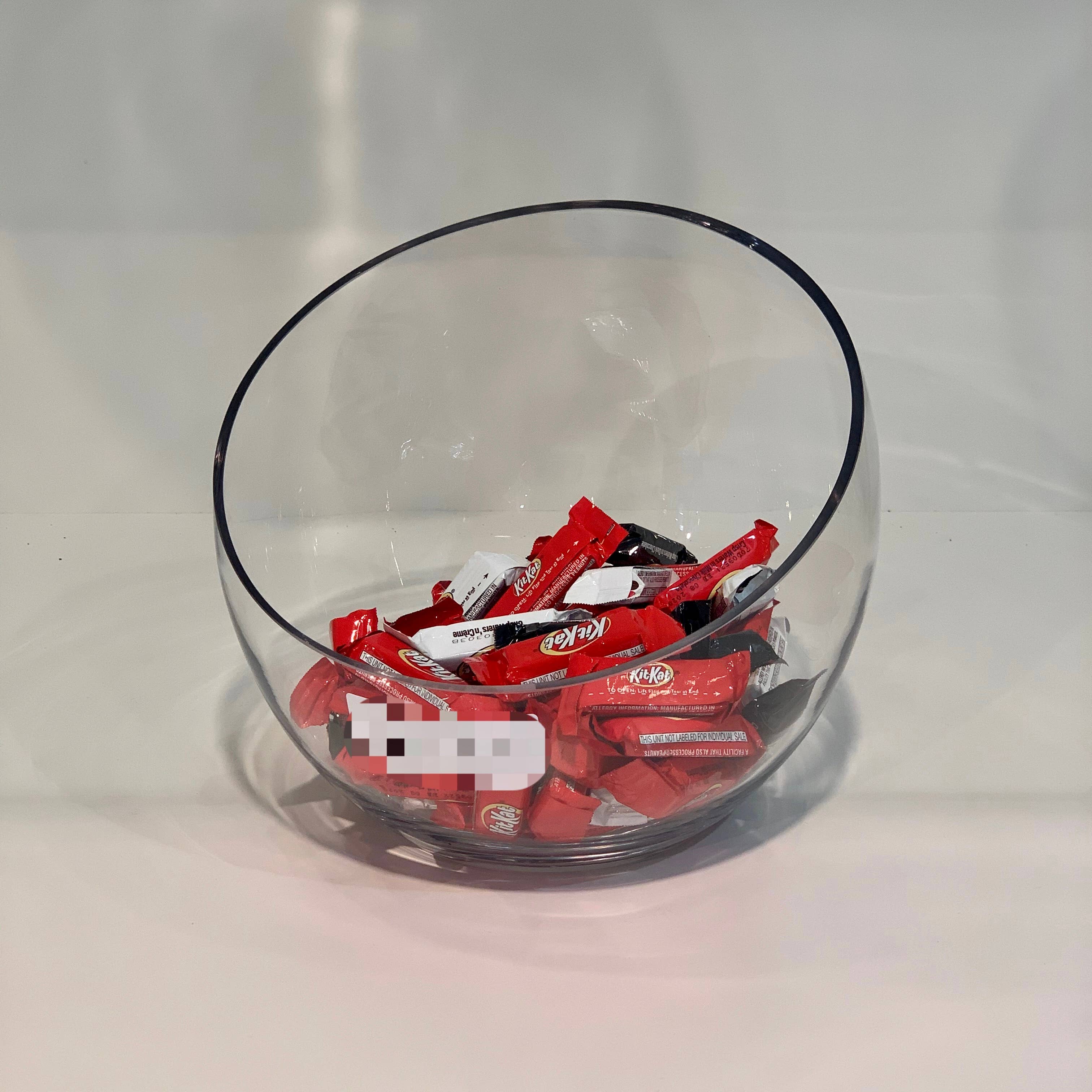 WGV International - Wholesale Vase - WGV Clear Slant Cut Unique Bowl Glass Vase - 9" x 8.25"H4