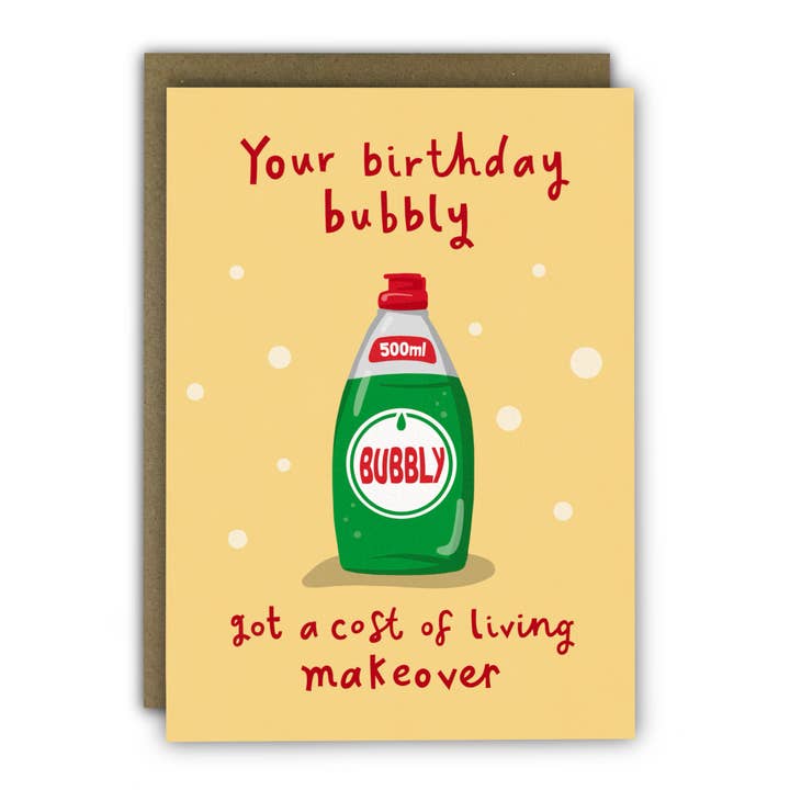 Funny Birthday Card - A6 - Cost Of Living Bubbly Champagne Card for wholesale by RUNNING WITH SCISSORS