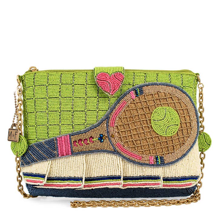 Mary Frances Accessories - Wholesale Crossbody Bag - Women's - Match Point Beaded Tennis Racquet Crossbody Handbag