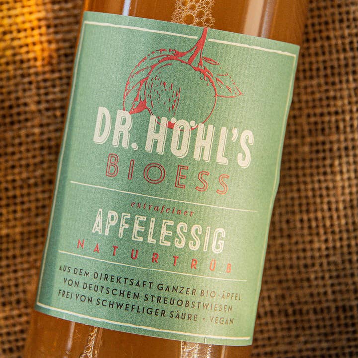 DR. HÖHL'S - Vendita all'ingrosso Sidro - Aceto di mele biologico BioESS naturalmente torbido vegano, 500 ml