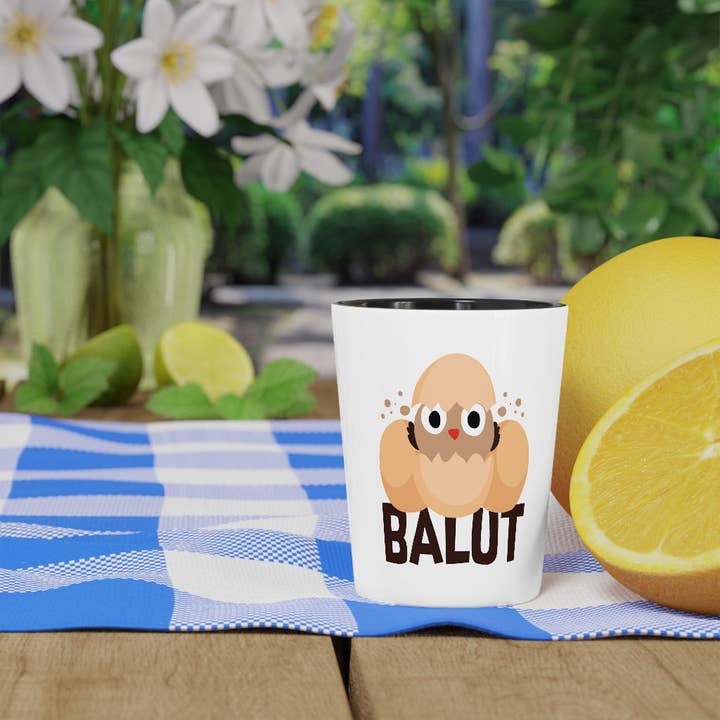 Black Shot Glass Party Ceramic Tequila Funny Prideful Filipino Balut Illustration Women Men Pinoy Humorous Distinctive for wholesale on Faire4