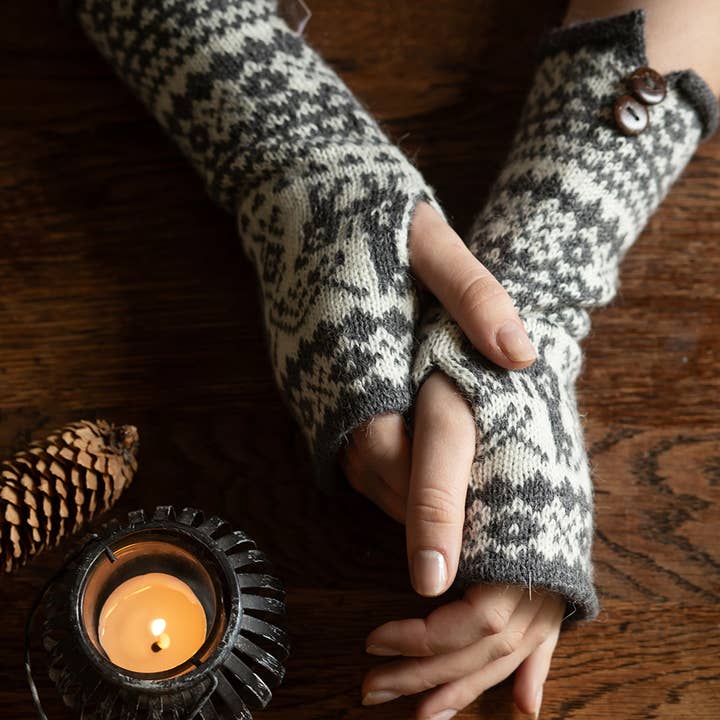 Samantha Holmes Alpaca Clothing and Gifts - Wholesale Mittens - Women's - Alpaca Fair Isle Fingerless Gloves1