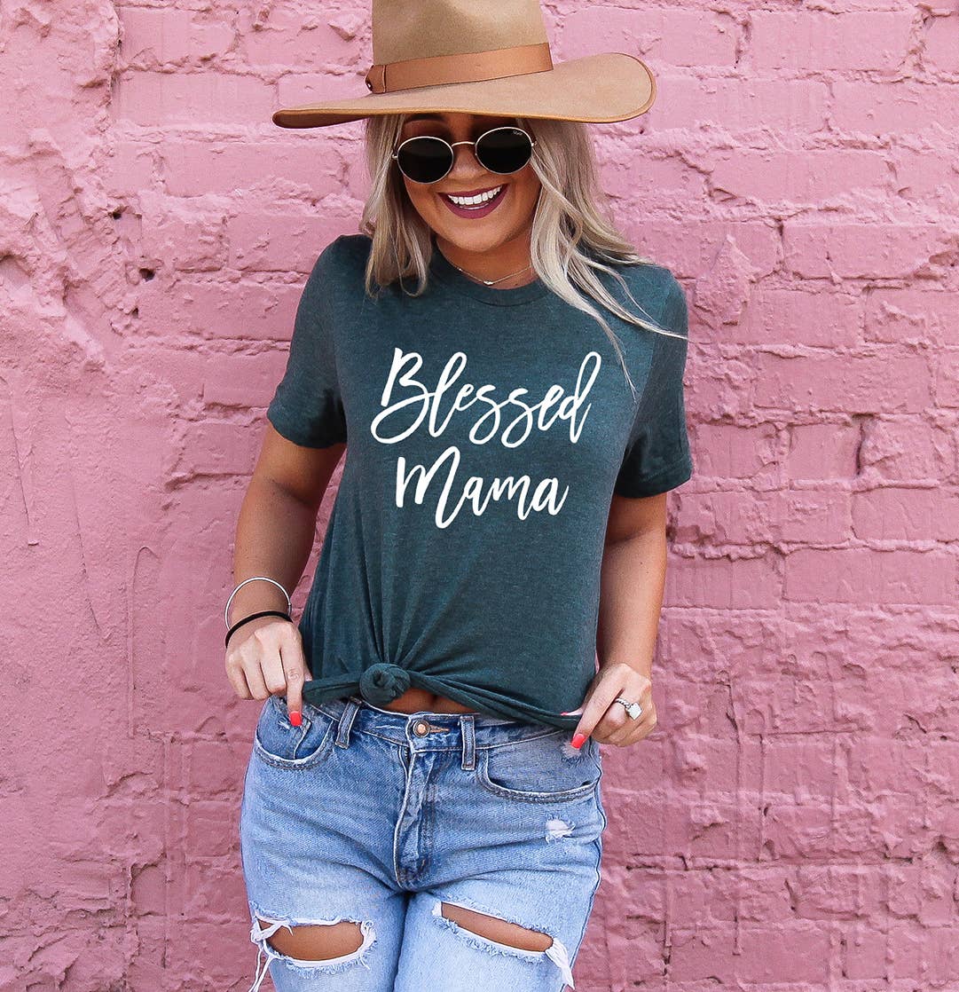 Zoe Creative Co - Wholesale Screen Printed T-Shirt - Women's - Blessed Mama Shirt Mom Life T-Shirt Mother's Day Mommy Tee13