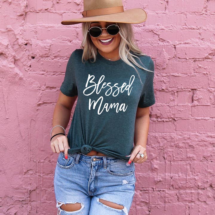 Zoe Creative Co - Wholesale Screen Printed T-Shirt - Women's - Blessed Mama Shirt Mom Life T-Shirt Mother's Day Mommy Tee13