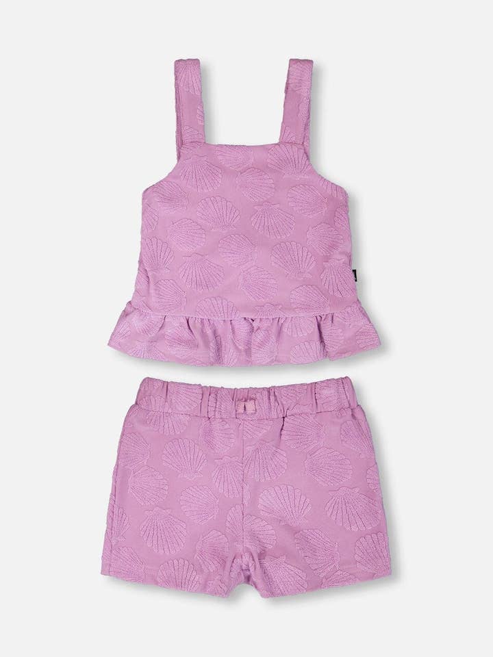 Conjunto de Top de Alças Terry com Calções Lilás por atacado de Deux par Deux