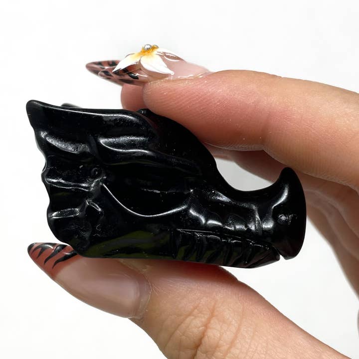 Mini Obsidian Dragon Carving for wholesale by The Crystal Tabby