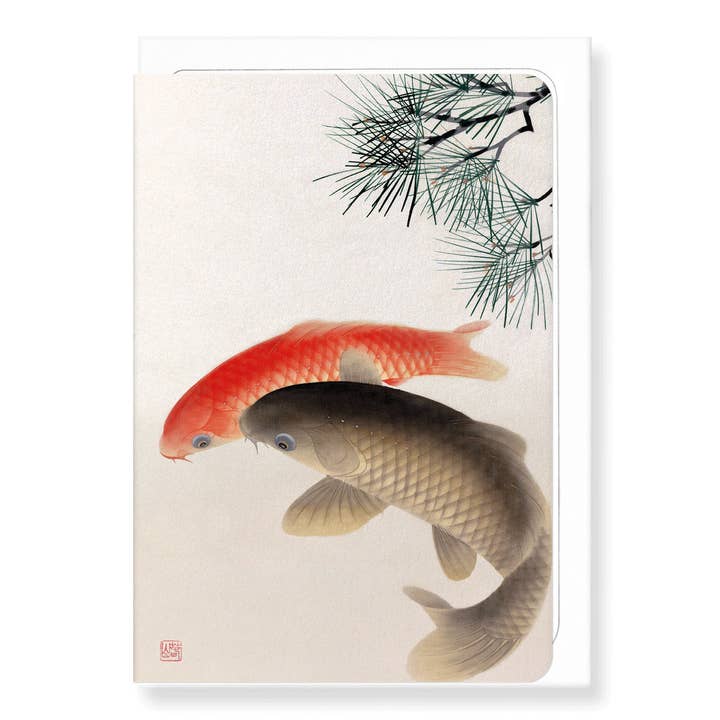 CARPS AND PINE: Japanese Greeting Card for wholesale by Ezen Trade