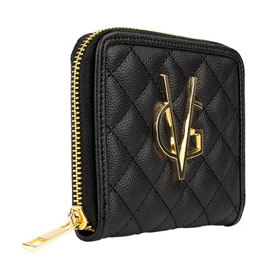 VG Black quilted square wallet for wholesale by Valentina Giorgi