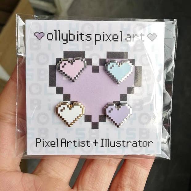 Ollybits Pixel Art - Wholesale Lapel Pin/Button - Pastel Mini Filler Pixel Art Heart Enamel Pins7