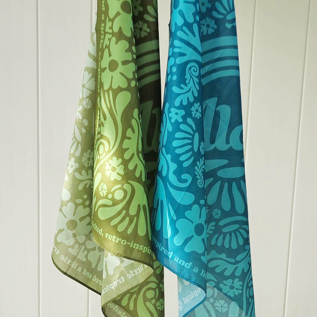 Aloha Lovely – wholesale Bandana – Women's – Aloha Rainbow Bandana in Green1