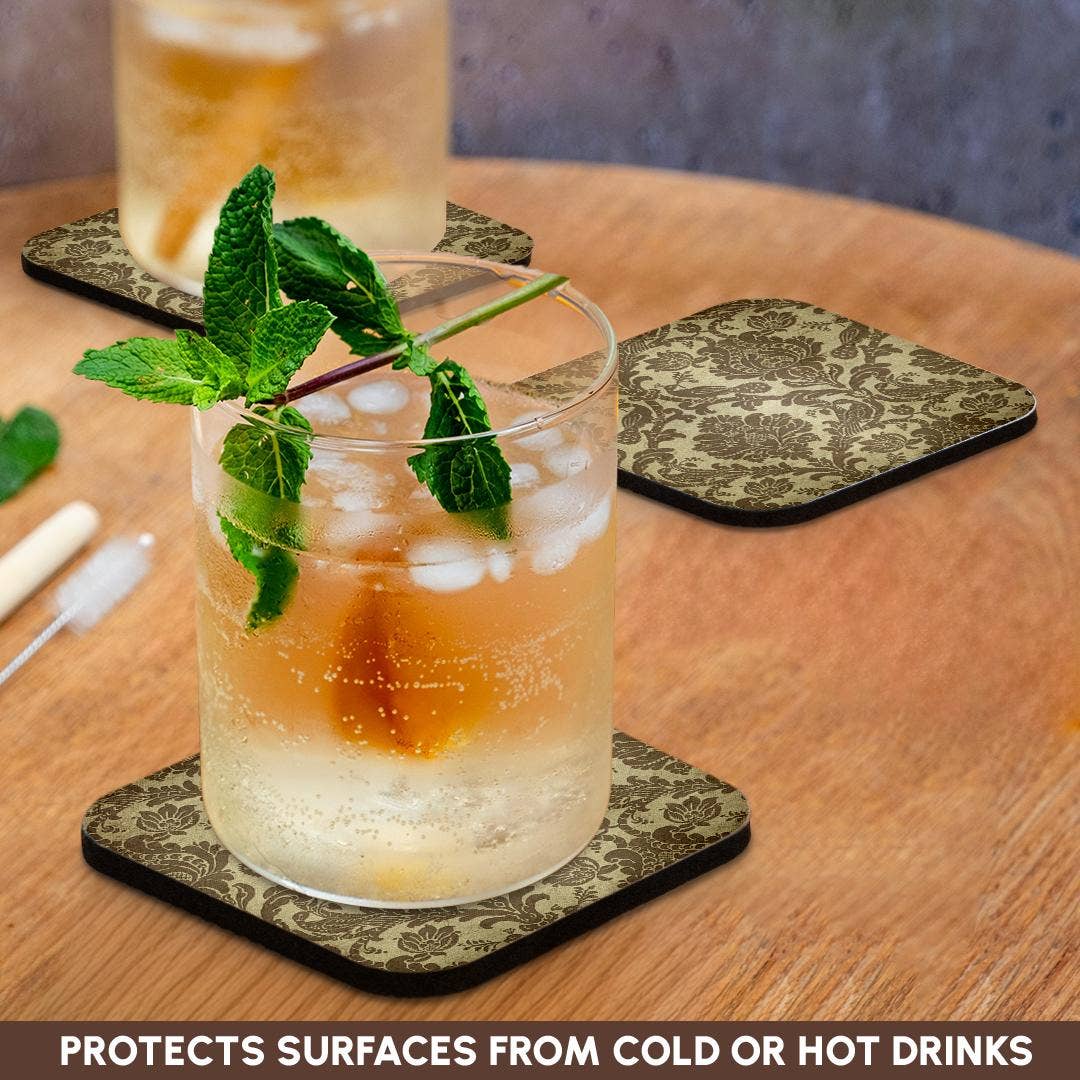 3dRose - Vente Sous-verre - 3dRose, Image élégante d'une image vintage de motif damassé doré, sous-verre9