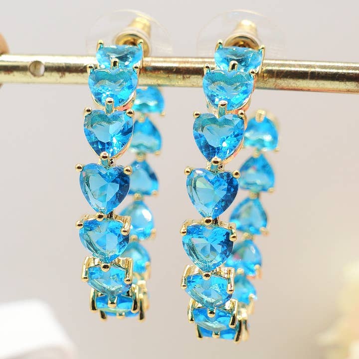 Daemon srls - Wholesale Dangle Earrings - CHERIE RAINBOW - Big hoops xl- orecchini a cerchio con cubic zirconia a forma di cuore4