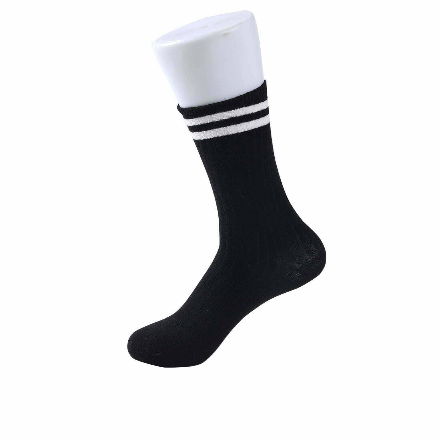 Diacly - Wholesale Socks - Unisex - 2 Lines Above Ankle Retro School Crew Socks0