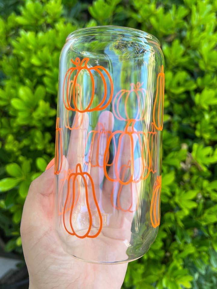 Lattina di vetro zucca da 16 once/lattina di vetro di Halloween/zucca ghiacciata co per la vendita all'ingrosso da parte di Valmoments