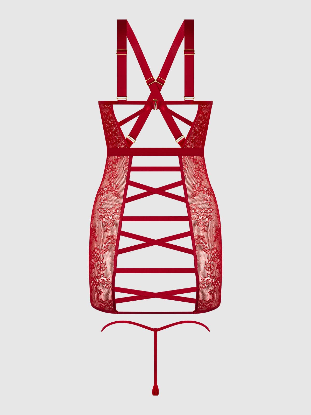 House of Desire - Wholesale Lingerie Set - Women's - KIKI LACE STRAPPY & BACKLESS CHEMISE & G-STRING SET14