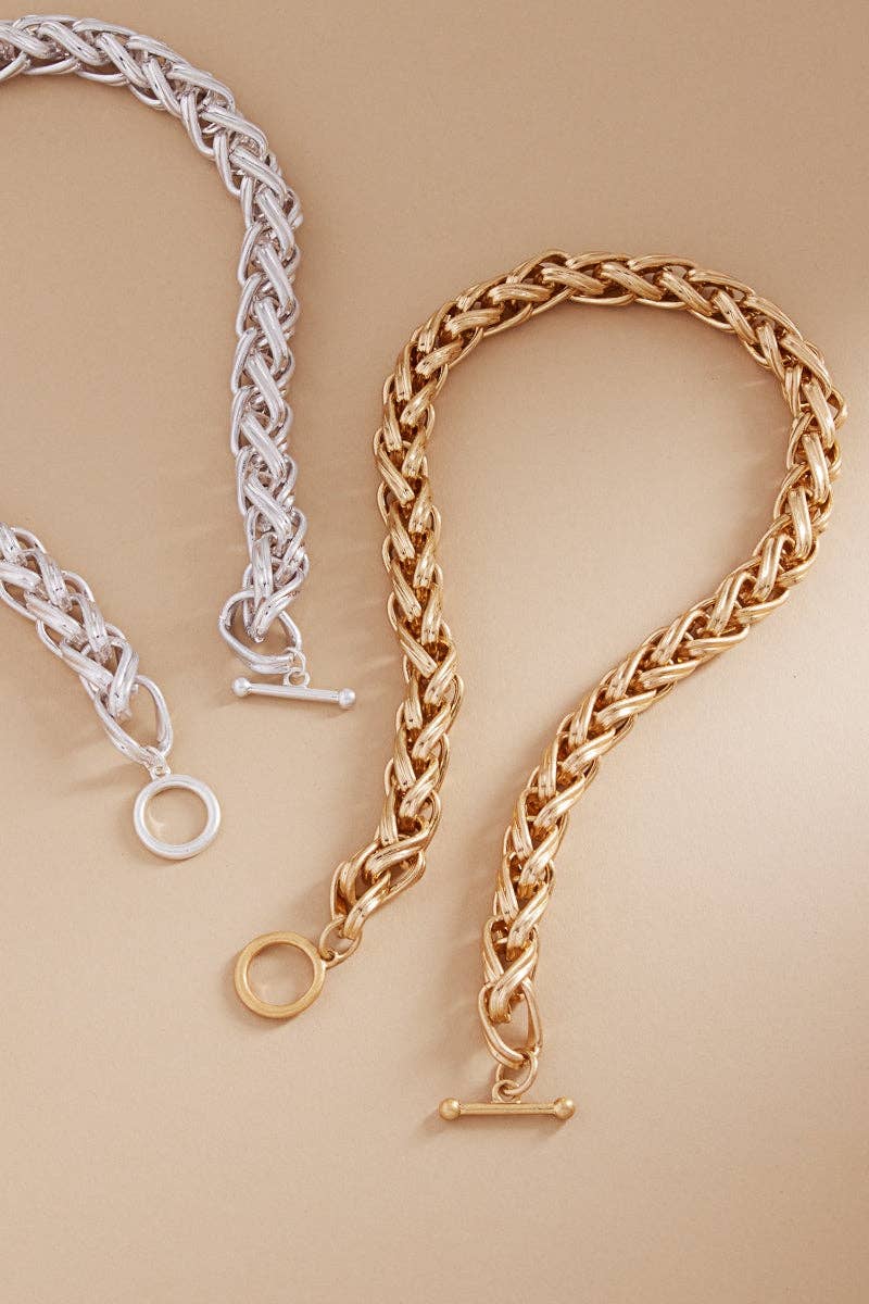 Designature New York - Wholesale Link & Chain Necklace - VINTAGE METAL CHUNKY CHAIN W TOGGLE CLASP NECKLACE