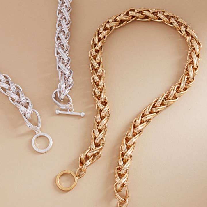 Designature New York - Wholesale Link & Chain Necklace - VINTAGE METAL CHUNKY CHAIN W TOGGLE CLASP NECKLACE
