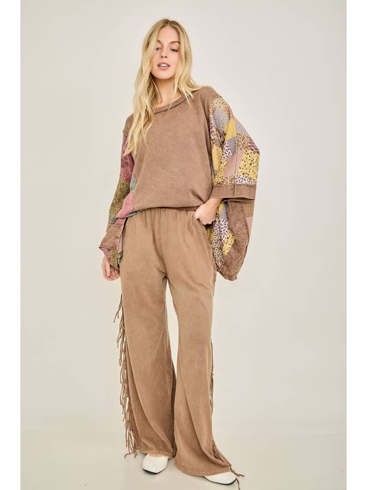 J.Her - Wholesale Poncho - Women's - Mineral Washed Boho Patch Poncho top HT6651 3