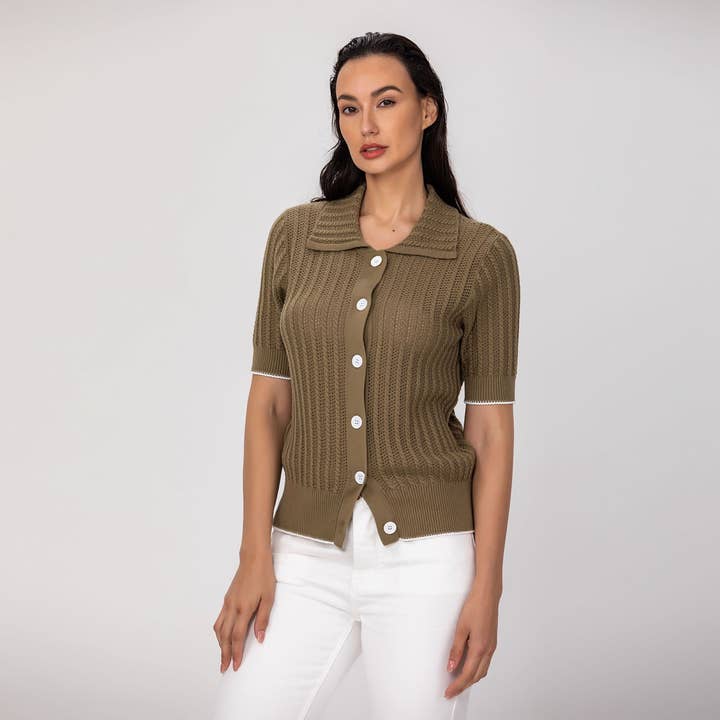 Cardigan in maglia a maniche corte per la vendita all'ingrosso da parte di Smart and Joy