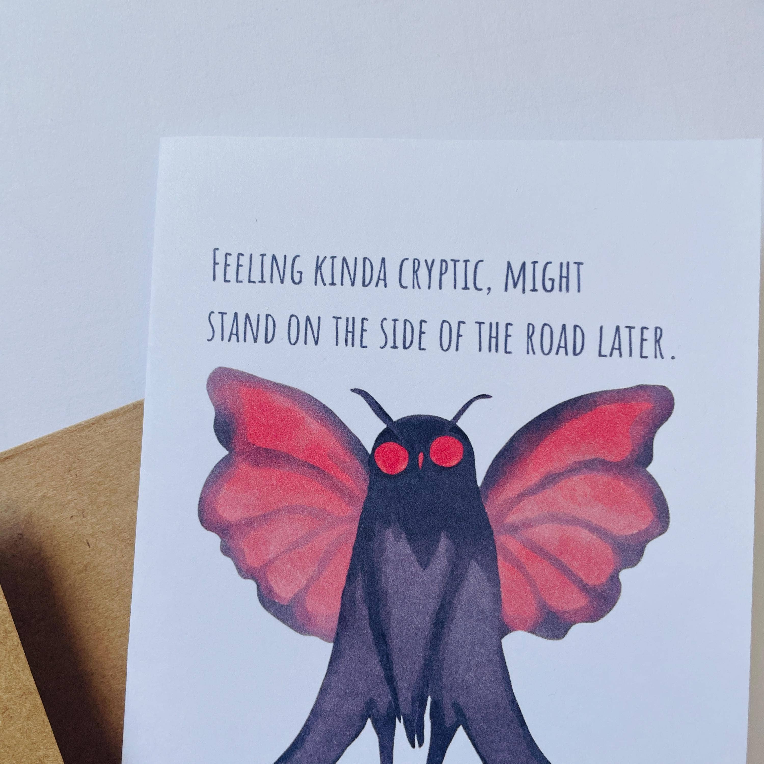 Cryptic Paper Co. - Wholesale Everyday Greeting Card - Mothman Cryptic Humor Card For Any Occasion3