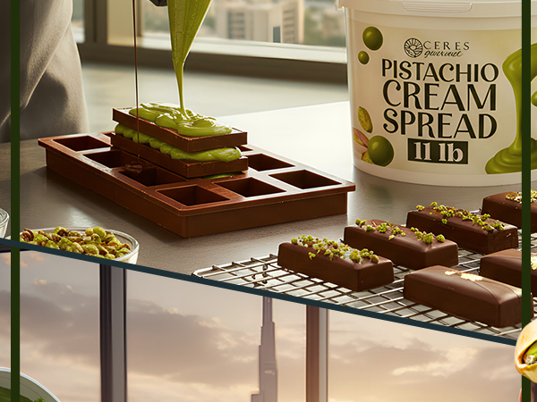 Ceres Gourmet - Vente Beurres de noix - Crème de Pistache Professionnelle pour Barres de Chocolat de Dubaï, Brownie et Crêpe ou Pâtisserie, et Applications de Desserts 1 kg / 3 kg / 5 kg1