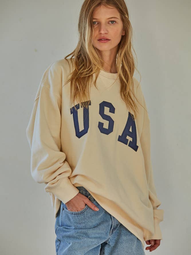 L7811 | Knit 100% Cotton French Terry Crew Neck USA Pullover for wholesale by By Together