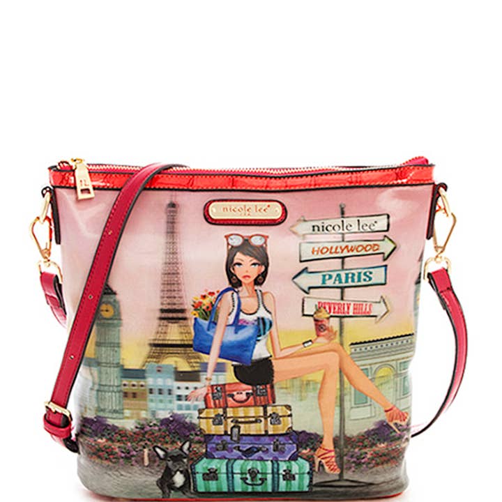 Bolsa transversal fofa Nicole Lee Chloe com estampa, tiracolo longa por atacado de JOIA ACCESSORIES