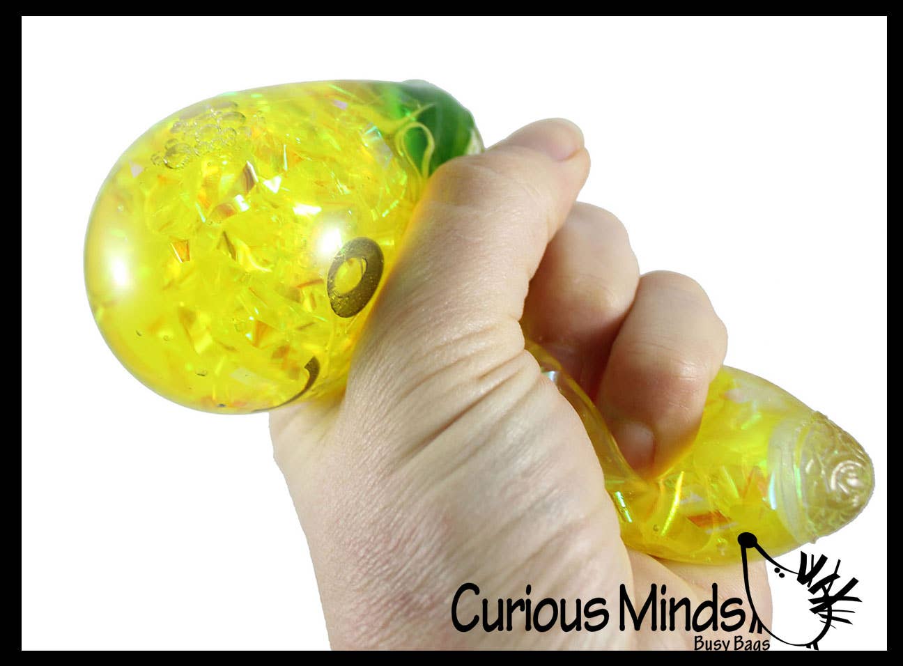 Curious Minds Toys - Vente Jouet mou – enfant et bébé - 1 balle anti-stress remplie d'eau de banane et de paillettes - S6