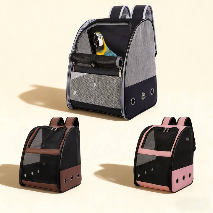 Bird Travel Backpack with Mesh, Portable Bird Cage_CWMM6938 for wholesale by PAWPAWwholesale