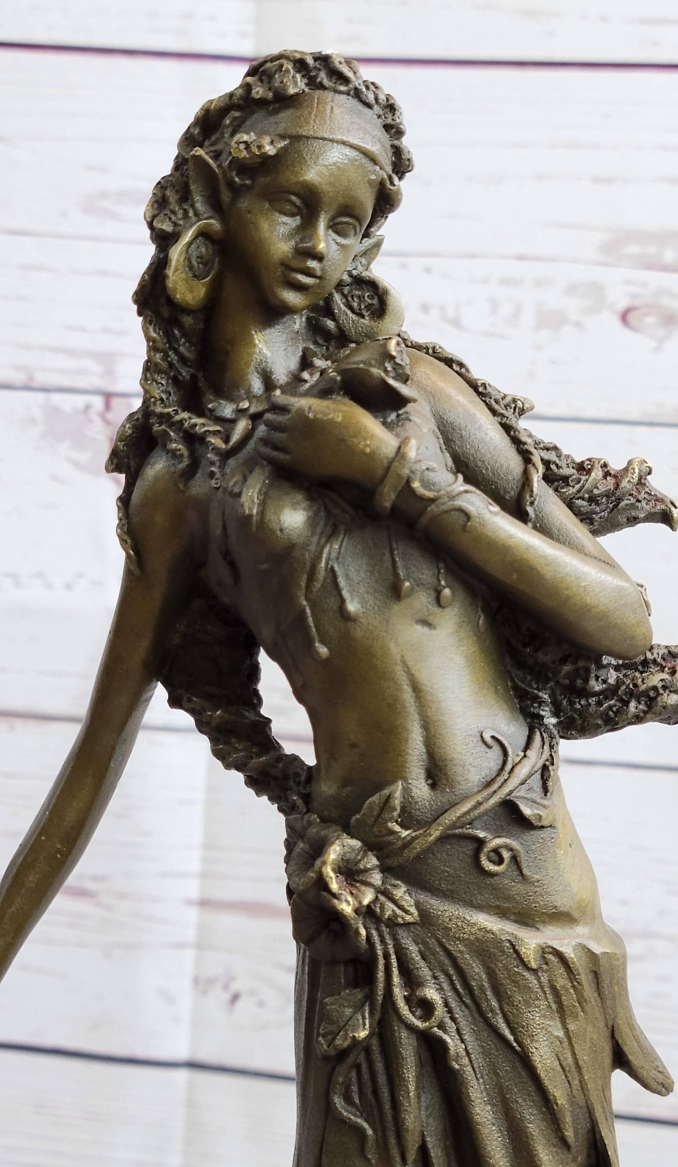 Bronzhaus - Wholesale Sculpture - Gaia Earth Mother Nymph Female Figure Bronze Sculpture Statue on Marble Base4