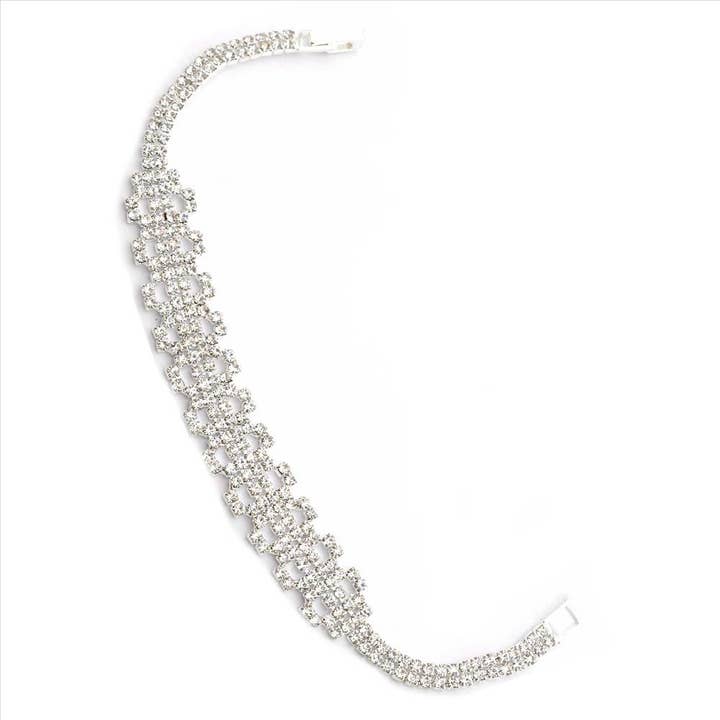Cool Crystals - Wholesale Link & Chain Bracelet - (14217-100) Fashion Silver Plating Mesh Link Bracelet