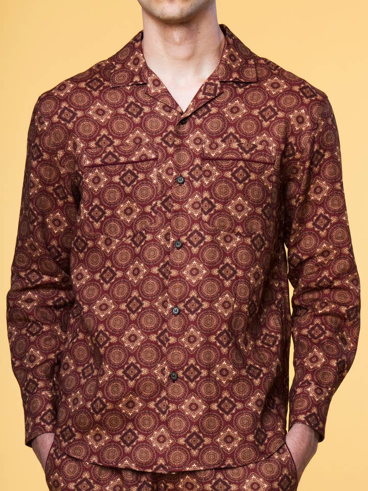 Long Sleeve Lounge Shirt - Foulard Print for wholesale by Paul Jays