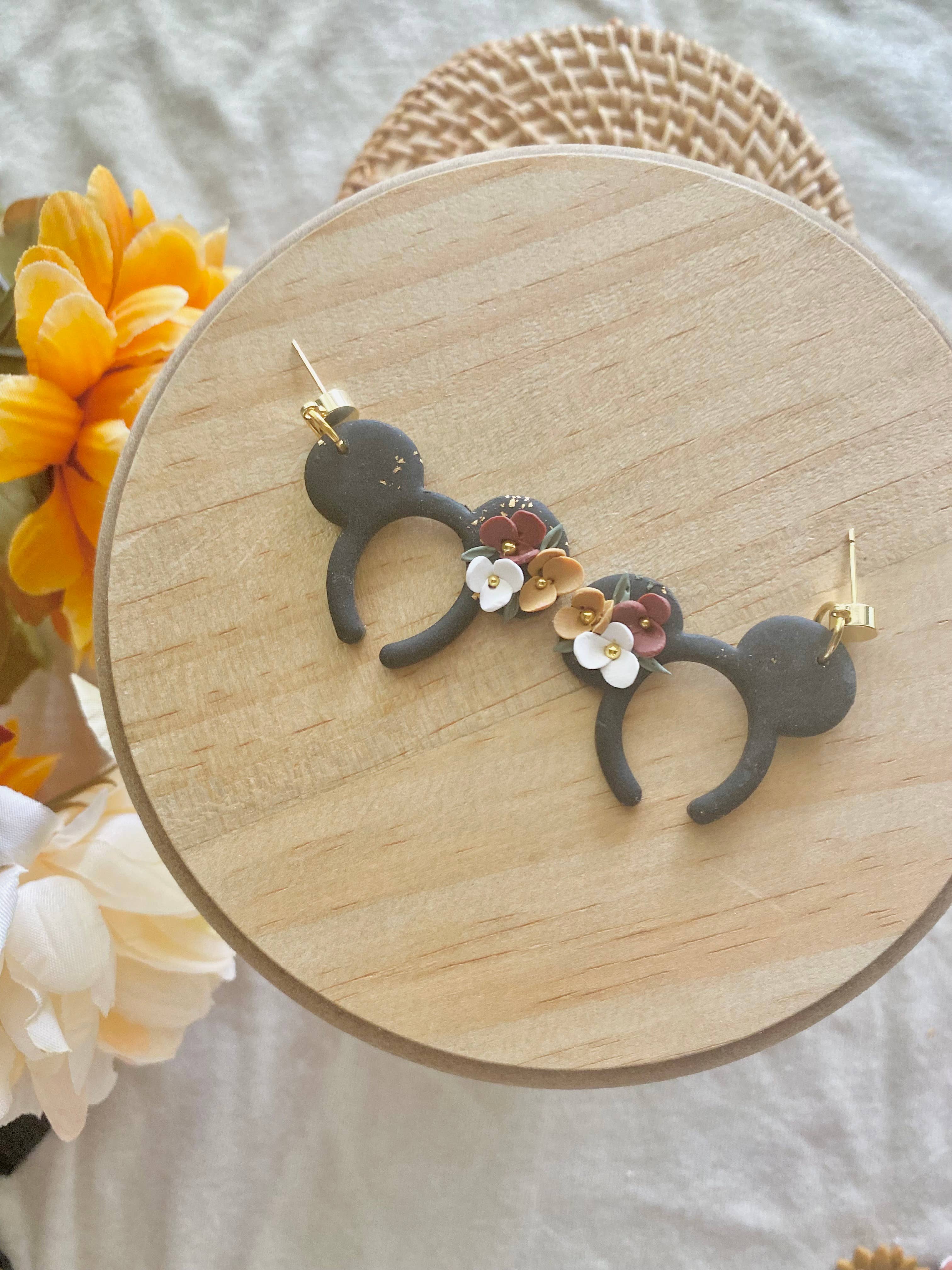 Terra Made - Wholesale Dangle Earrings - fall floral mickey mouse earrings 1
