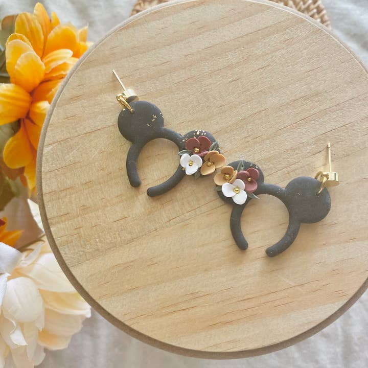 Terra Made - Wholesale Dangle Earrings - fall floral mickey mouse earrings 1