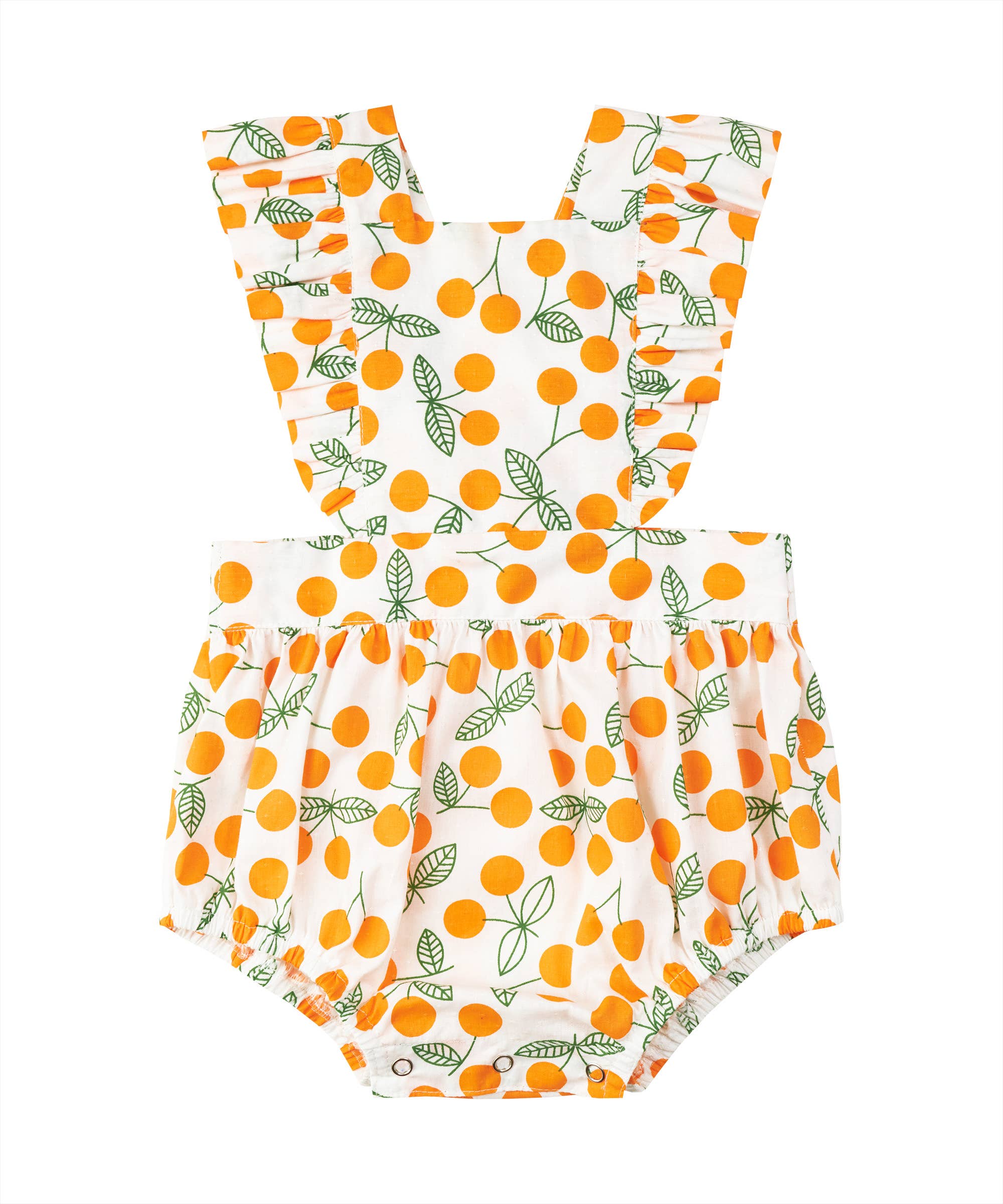 Smocked Bebe - Wholesale Bodysuit (Non-Footed) - Baby - Orange Cherry Printed Criss-Cross Bubble