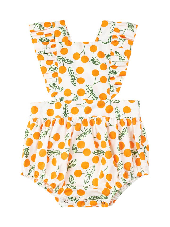 Smocked Bebe - Wholesale Bodysuit (Non-Footed) - Baby - Orange Cherry Printed Criss-Cross Bubble0