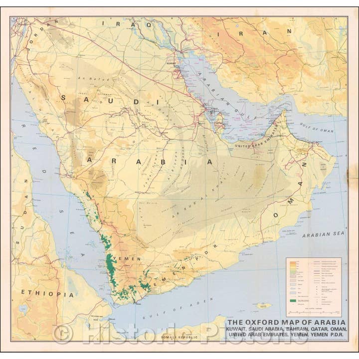 Mapa histórico de Arabia y los Estados del Golfo, 1976 para venta al por mayor de Historic Pictoric