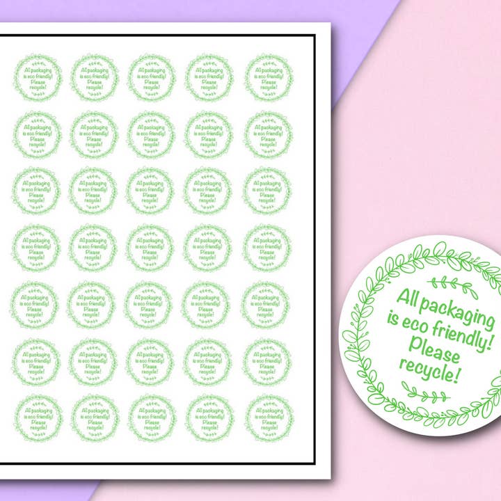 Feuille de 35 autocollants écologiques | recyclables pour la vente par FuzziesArtDesigns