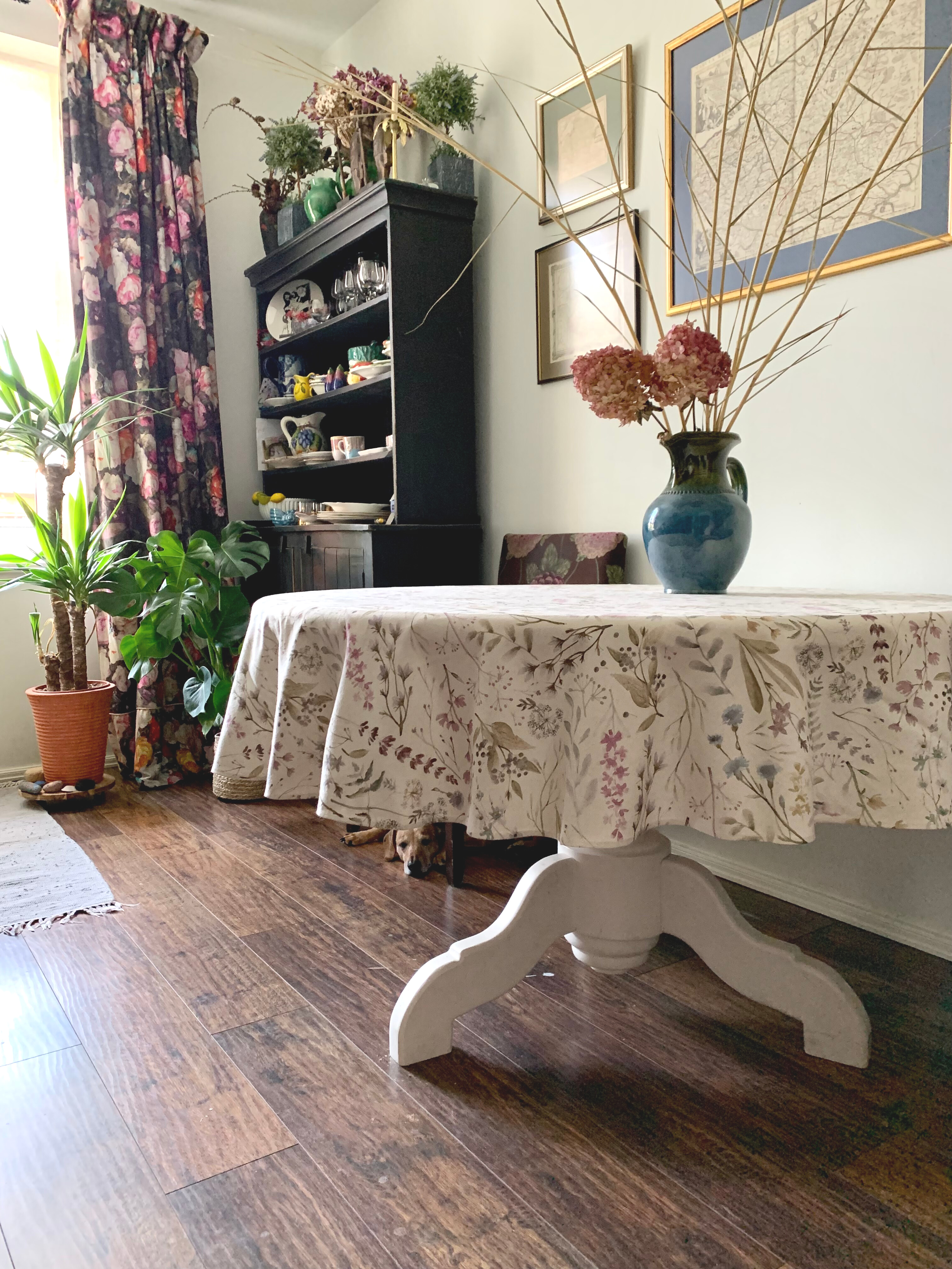 Hortensias Home – Engroshandel Dug – Rund dug i hør-bomuldsblanding med tryk | Aitana2