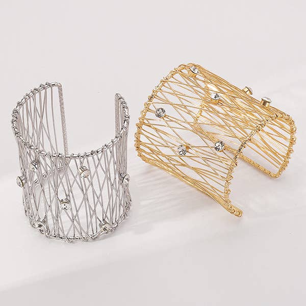 UZ Wholesale Store - Wholesale Cuff Bracelet - Geometric Rhine Stones Ringent Bracelet Accessories4