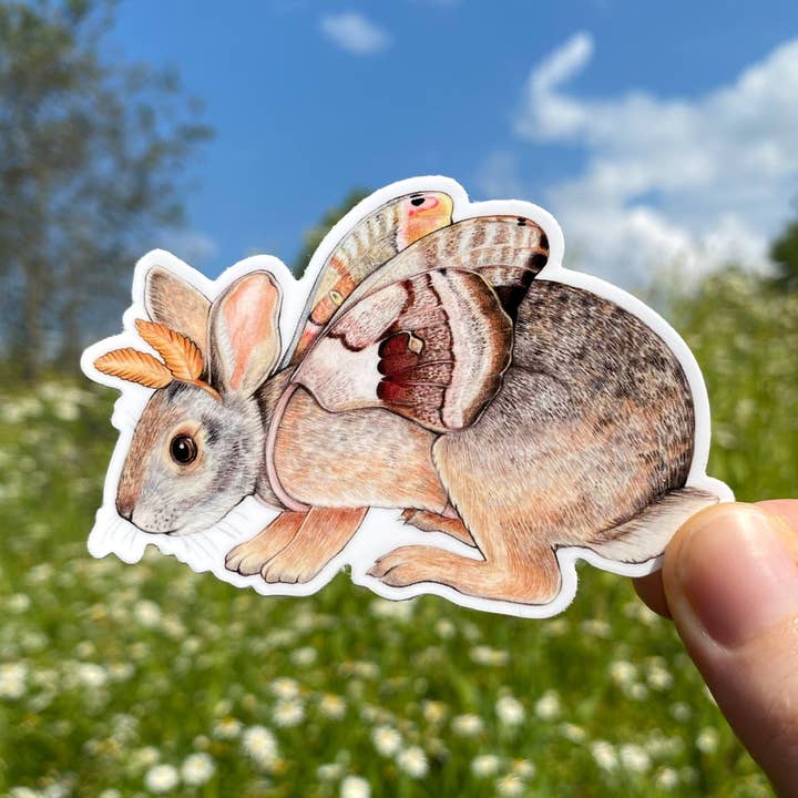 Allison Stoiser Art - Wholesale Sticker - Polyphemus Moth Swamp Rabbit Weatherproof Vinyl Sticker0