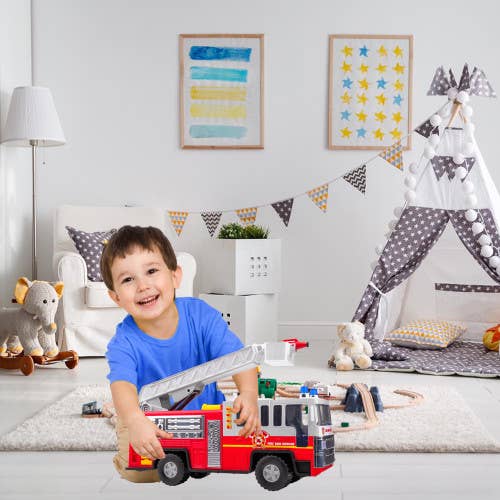 The Toy Group - Wholesale Toy Car/Truck - Kids - Playkidiz 15" Fire Truck Toy for Kids with Lights and Siren