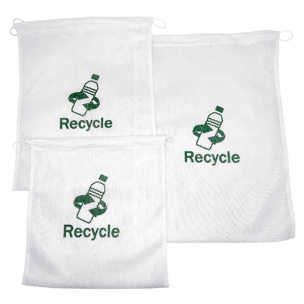 Vin Bouquet (Find It Import & Export Sl) - Wholesale Kruidenierswinkel/boodschappentas - Set van 3 zakken van 100% gerecycled plastic met rasterpatroon0