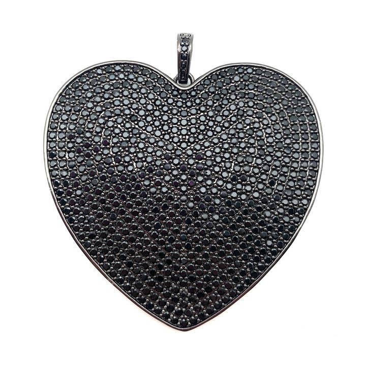Pendente Pavé Black Heart 2.75" por atacado de Karli Buxton