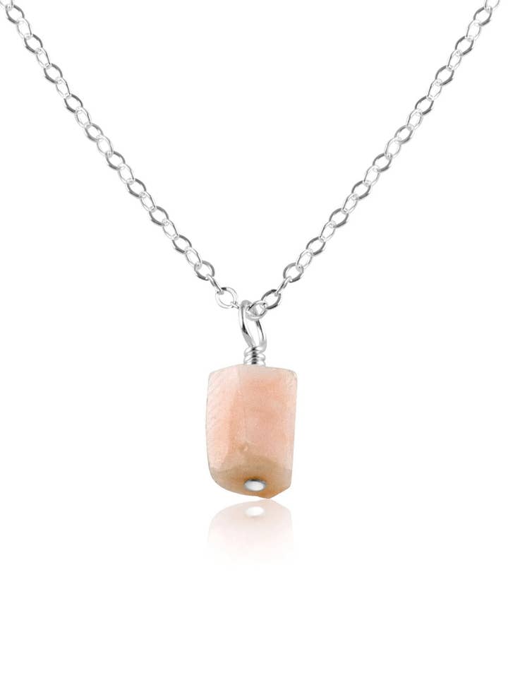 Naturlige rå lyserøde peruvianske opal armbånd+halskæde sæt for engroshandel hos Aloria