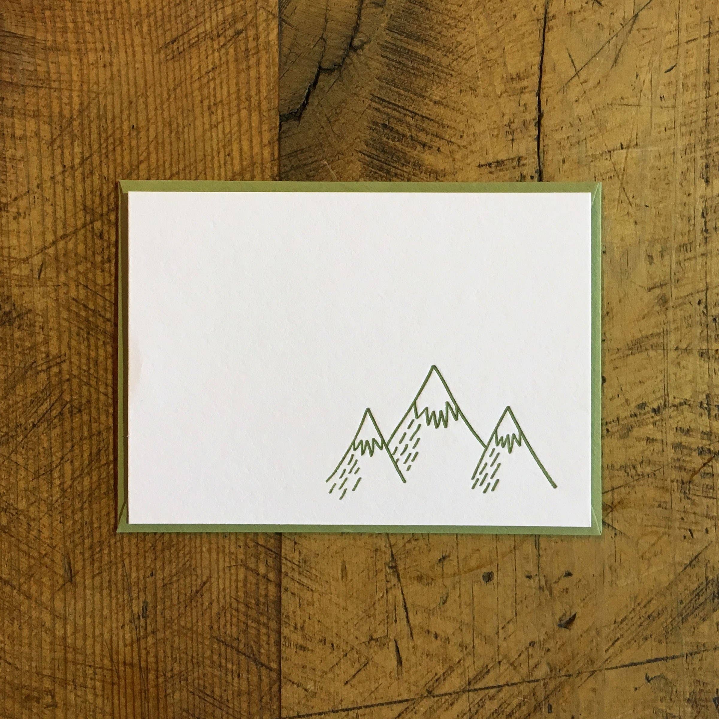 Green Bird Press - Wholesale Everyday Greeting Card - Mountains Letterpress Gift Enclosure Card