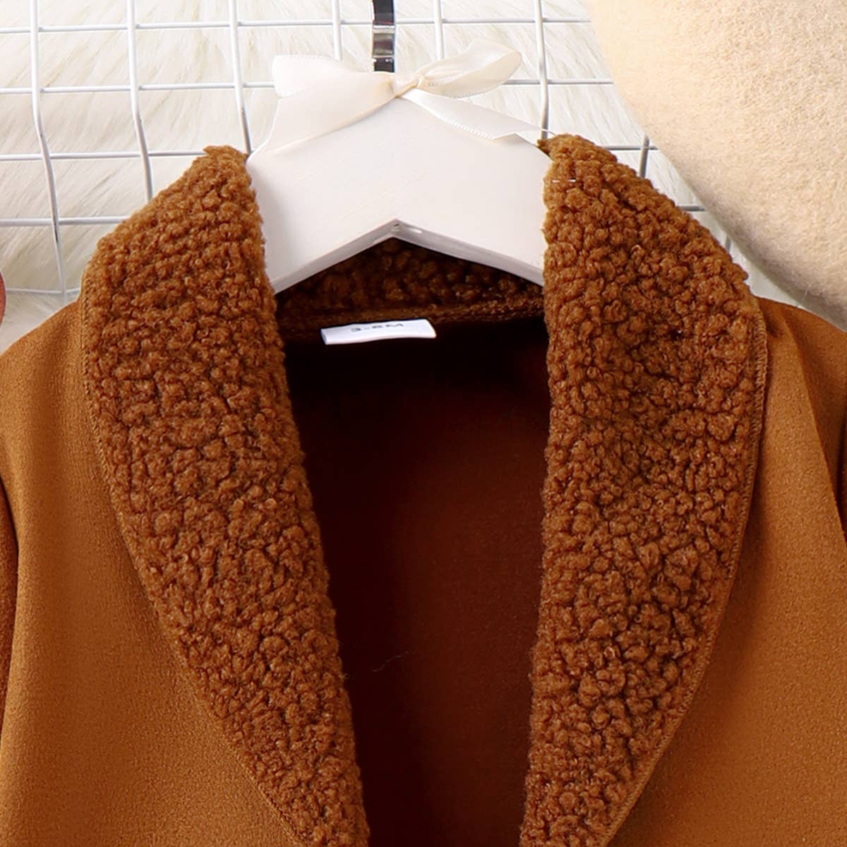 Brown Baby Girl/Boy Solid Lapel Casual Warm Fleece Coat & Jacket for wholesale on Faire5